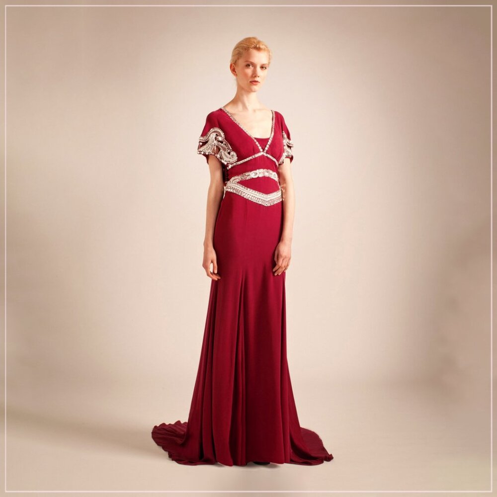 $6900 Temperley London Jean Crystal Embellished Art Deco Runway Gown